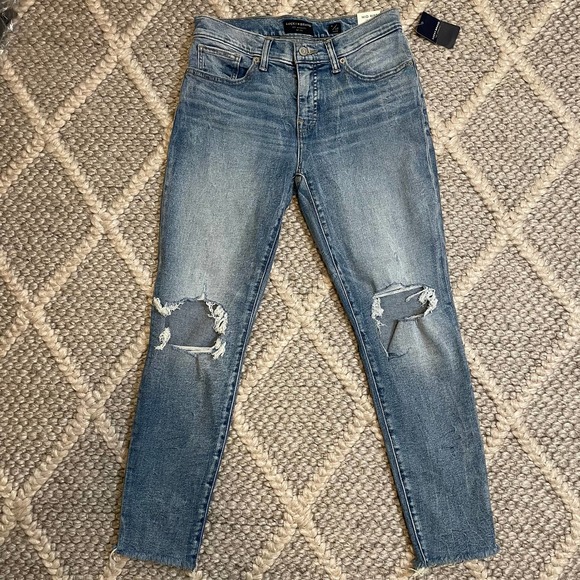 Lucky Brand Denim - NWT! LUCKY BRAND Mid-Rise Light Blue Busted Knee Ava Skinny Jeans Raw Hem - Sz 8